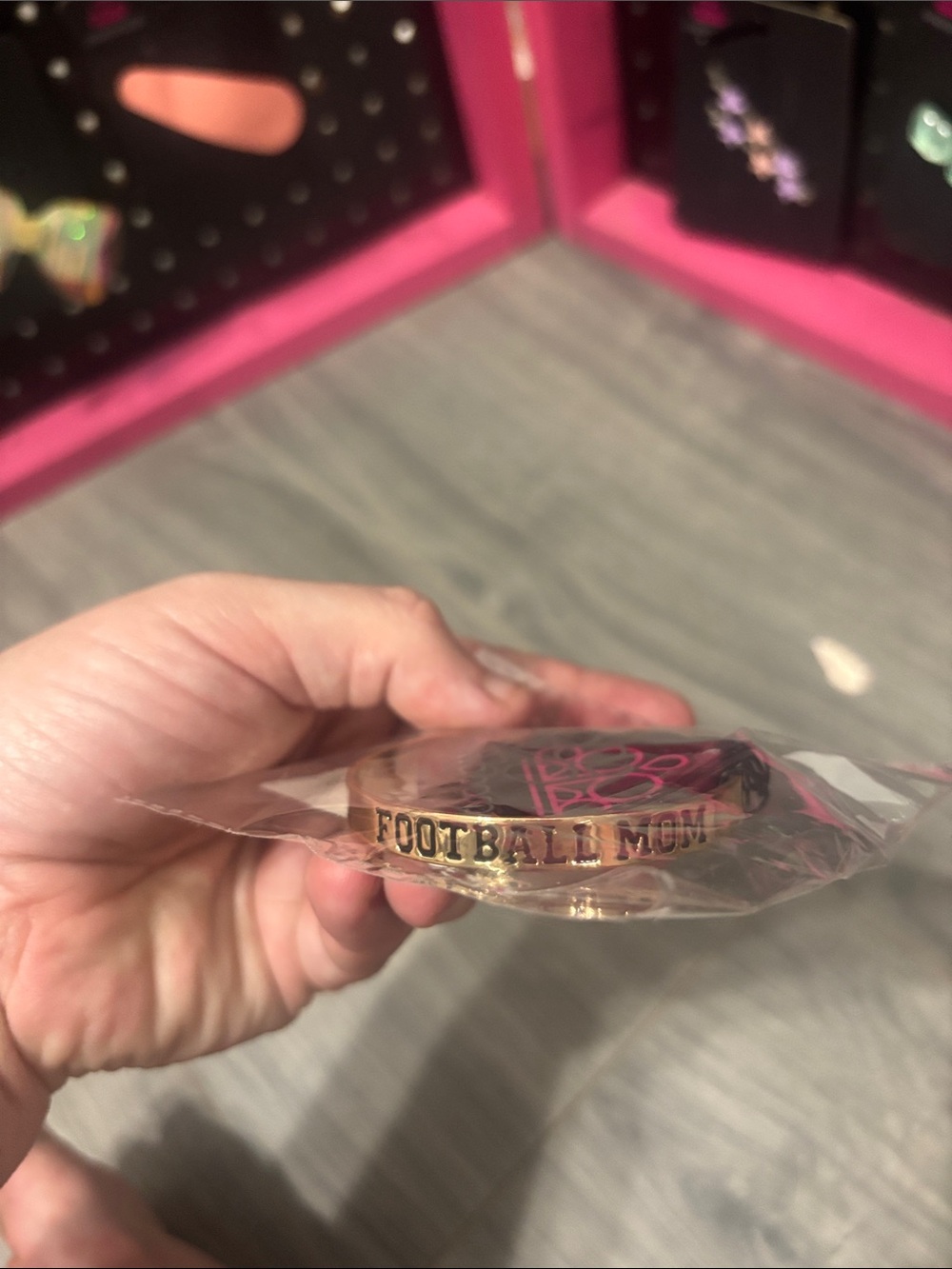 paparazzi Gold-tone "FOOTBALL MOM" Engraved Bangle